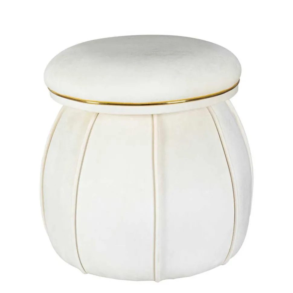 Hocker in Cremeweiß mit Gold - Mangali