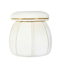 Hocker in Cremeweiß mit Gold - Mangali