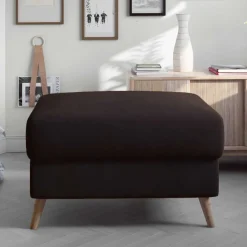 Hocker in Dunkelbraun und Holz Natur - Smento