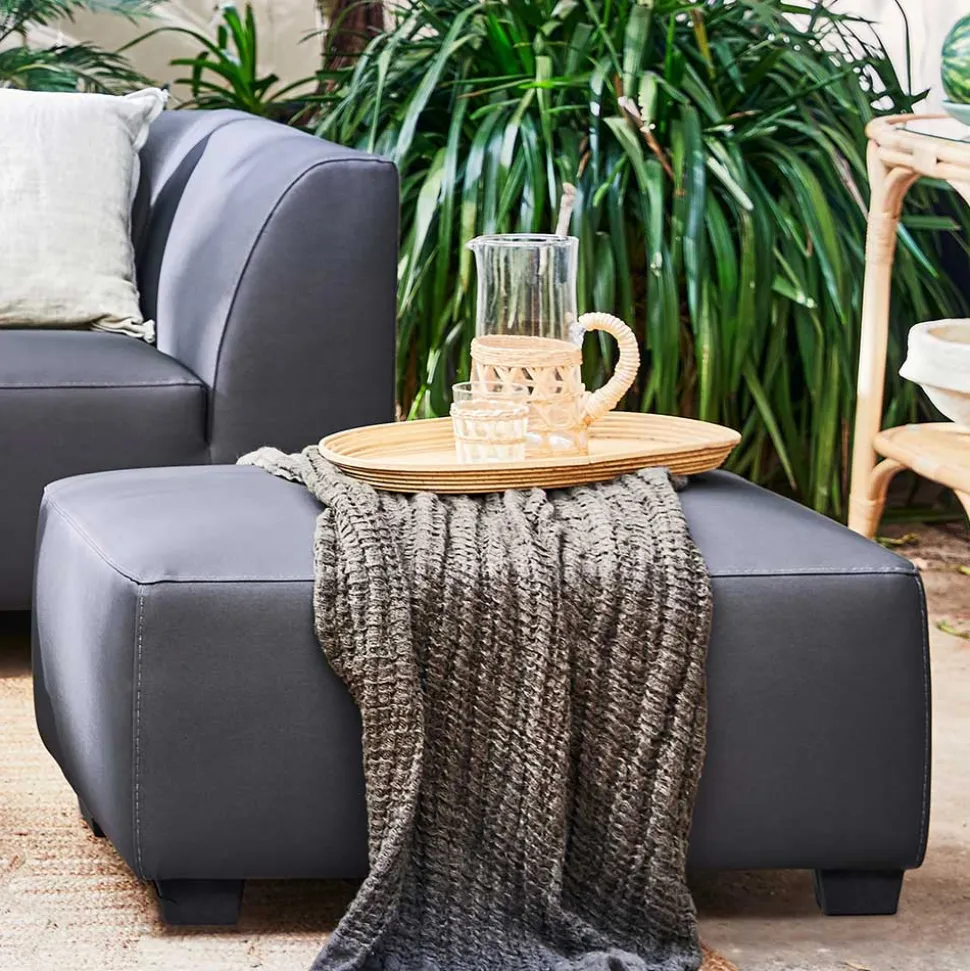 Hocker in Dunkelgrau Kunstleder - Loudes