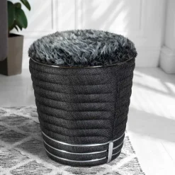 Hocker in Dunkelgrau und Anthrazit und Silber - Apollo