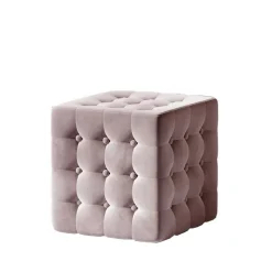 Hocker mit Knöpfen in Altrosa - Olina