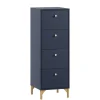 Hohe Kommode in Dunkelblau mit Gold - Inbano