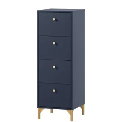 Hohe Kommode in Dunkelblau mit Gold - Inbano