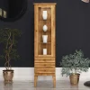Hohe Vitrine Masdamos aus Wildeiche Massivholz