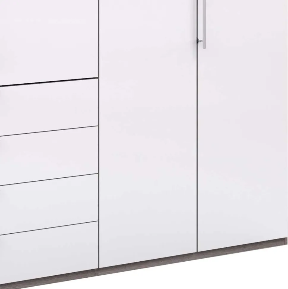 Hoher Kleiderschrank in Weiß Glas & Eiche Dunkel - Empresian
