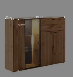 Hohes Sideboard mit Glaseinsatz und LED - Drinidad