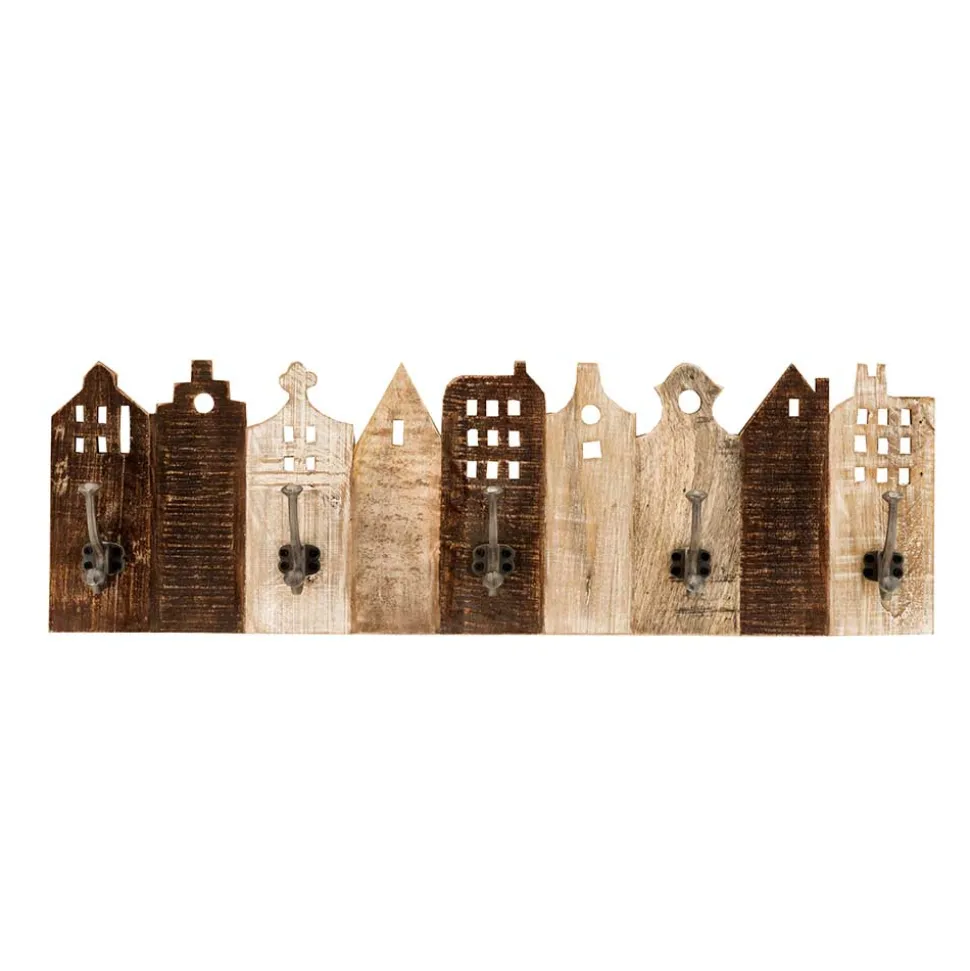 Holz Garderobe als Häuserzeile - Mectilda
