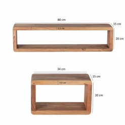 Holz Hängeregal Set Drolivio im Stil modern (dreiteilig)