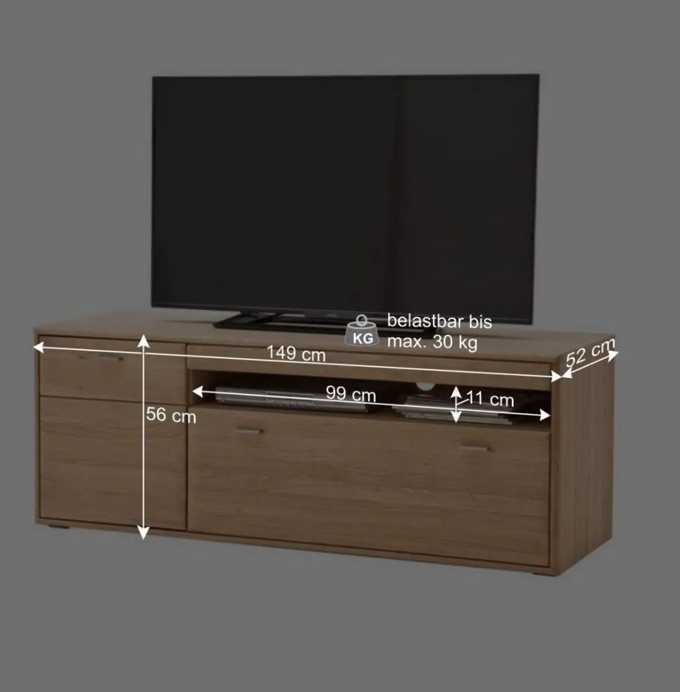 Holz Wohnkombination 328 cm breit - Vernella (vierteilig)