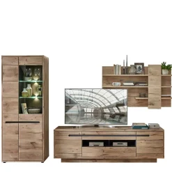 Holzoptik TV Anbauwand Set - Zelio (dreiteilig)