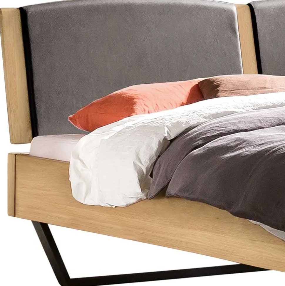 Industrial Bett aus heller Eiche - Ezianas