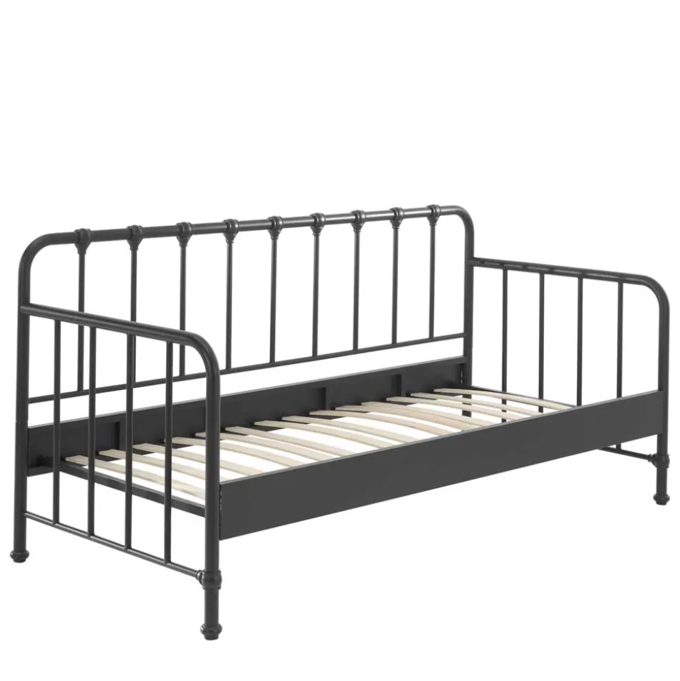 Industrial Bett in Schwarz Metall - Gionna