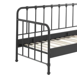 Industrial Bett in Schwarz Metall - Gionna
