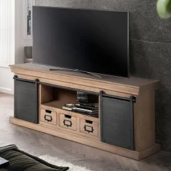 Industrial Chic TV Kommode mit Schiebetüren - Jantonia