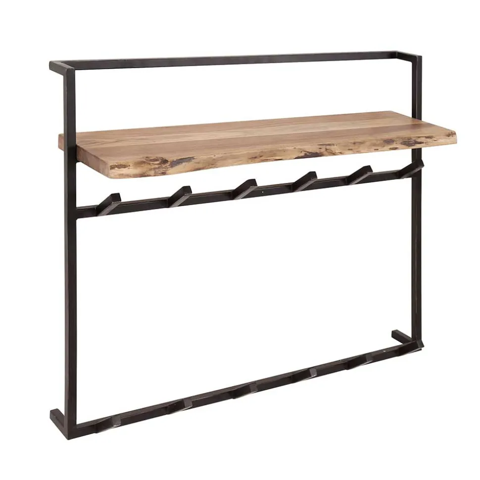 Industrial Garderobe mit Ablageboden aus Akazie - Wandawo