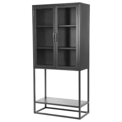 Industrial Metallvitrine in Schwarz lackiert - Endja
