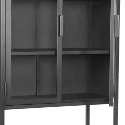 Industrial Metallvitrine in Schwarz lackiert - Endja