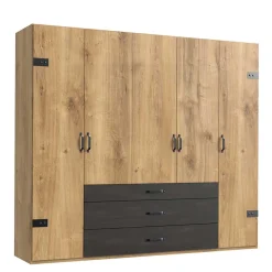 Industrial Schlafzimmerschrank mit fünf Türen - Bram