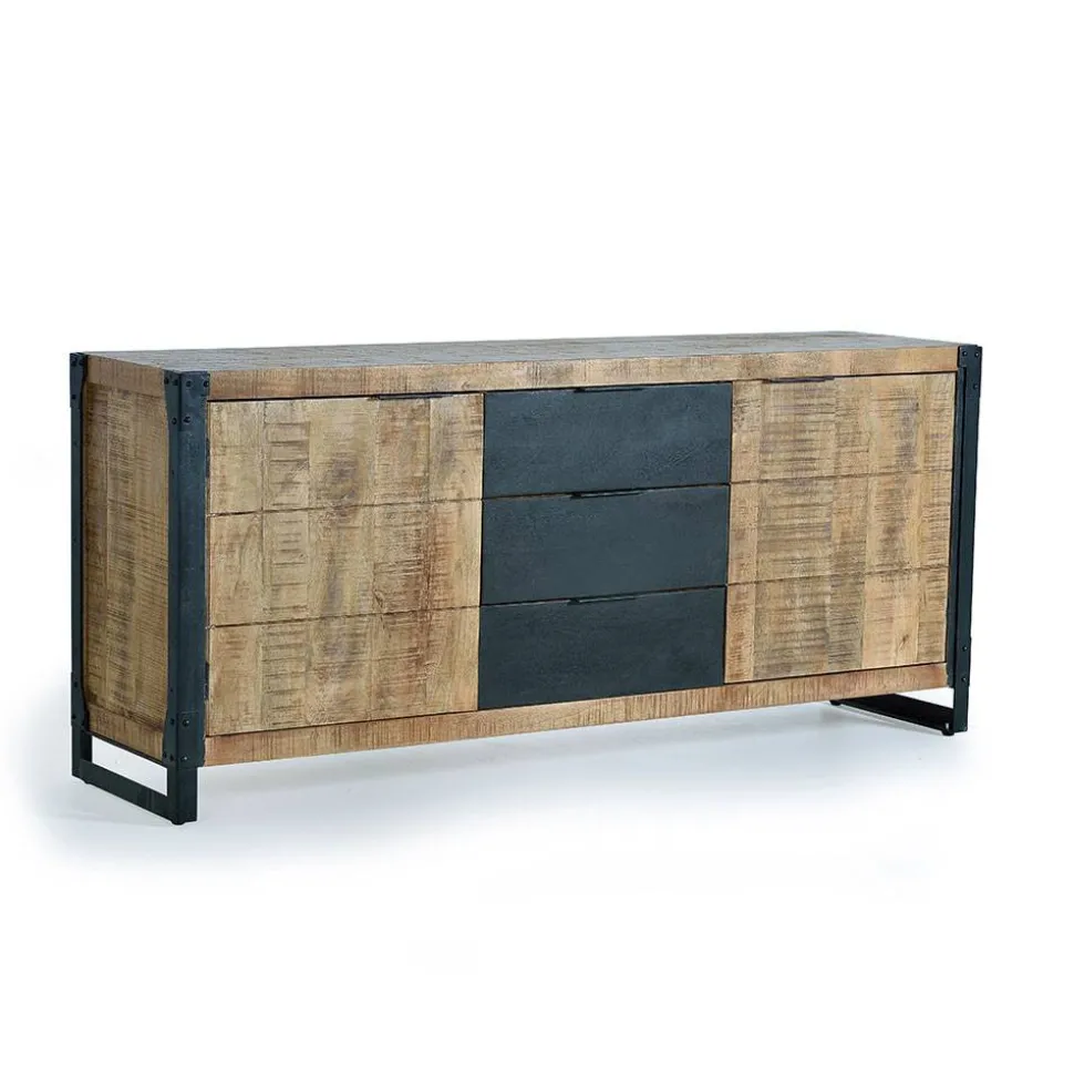 Industrial Sideboard aus Mangoholz mit Metall - Lakumara