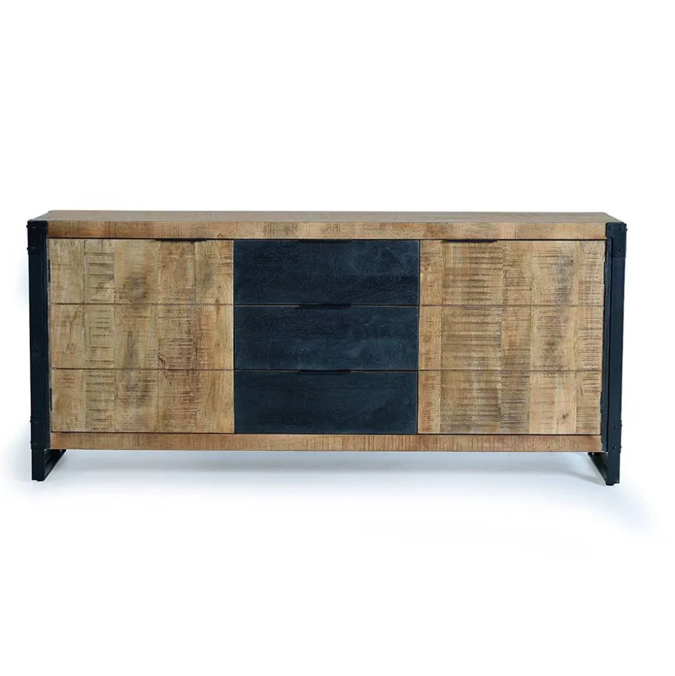 Industrial Sideboard aus Mangoholz mit Metall - Lakumara