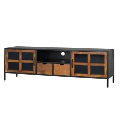 Industrial TV Kommode mit Glastüren - Hayato