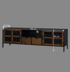 Industrial TV Kommode mit Glastüren - Hayato