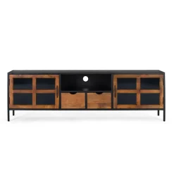 Industrial TV Kommode mit Glastüren - Hayato