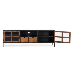 Industrial TV Kommode mit Glastüren - Hayato