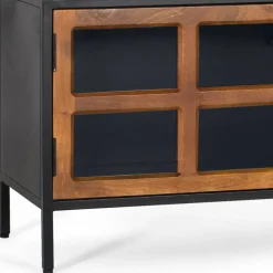 Industrial TV Kommode mit Glastüren - Hayato