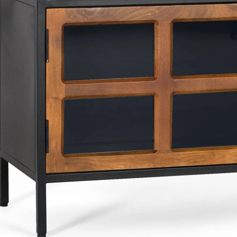 Industrial TV Kommode mit Glastüren - Hayato