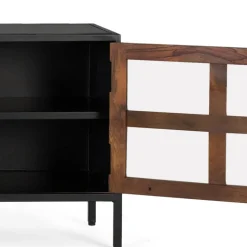 Industrial TV Kommode mit Glastüren - Hayato