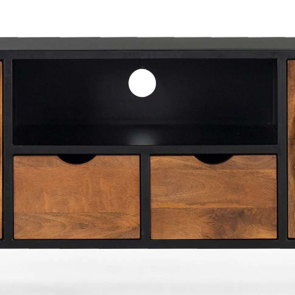 Industrial TV Kommode mit Glastüren - Hayato