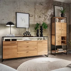 Industrial Wohnzimmerschrank aus Wildeiche Massivholz - Manarola