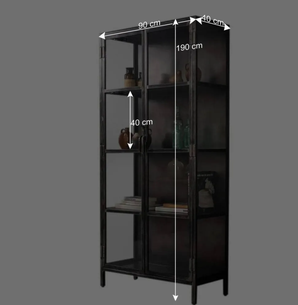 Industrie Design Vitrine mit Doppeltür - Barbarino