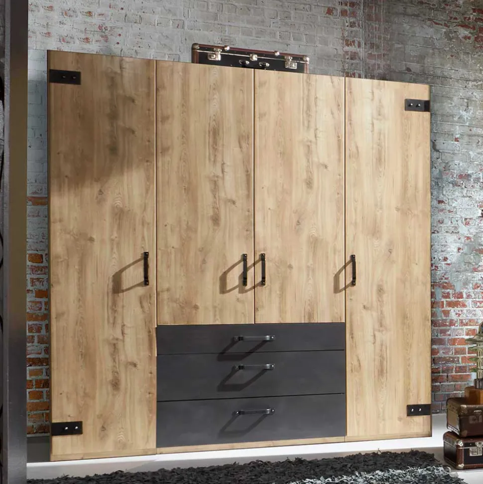 Industry Kleiderschrank mit 200 cm Breite - Bram