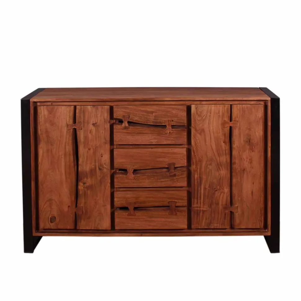 Industry Sideboard aus Akazie Cognac Smantana & Metall Schwarz