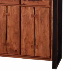 Industry Vitrinenschrank Smantana aus Holz Akazie Cognac