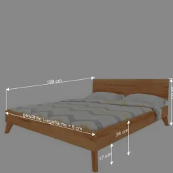 Kernbuche Bett in Unterlänge 190 cm - Junola