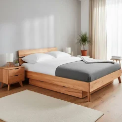 Kernbuche Massivholz-Einzelbett 190cm lang - Junola