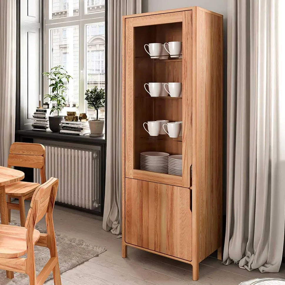 Kernbuche Vitrine in modern-elegantem Look - Lana