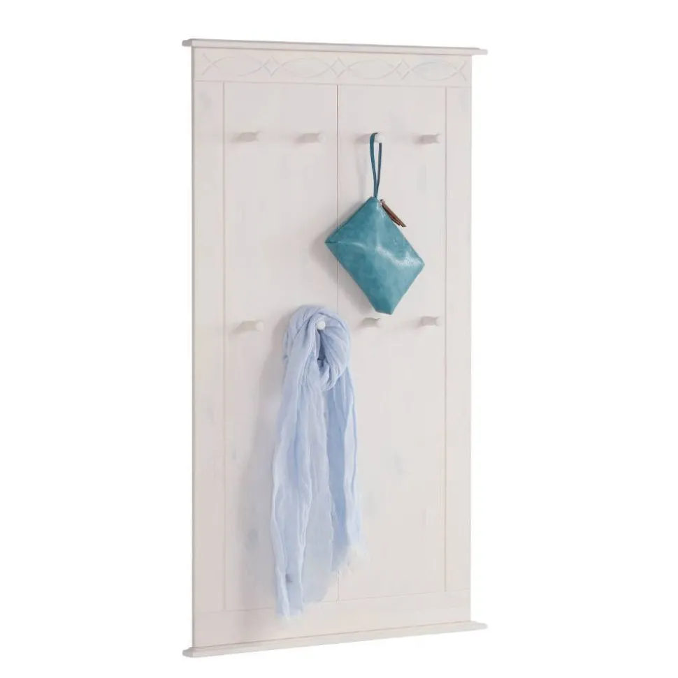 Kiefernholz Wandgarderobe in Weiß - Viorica