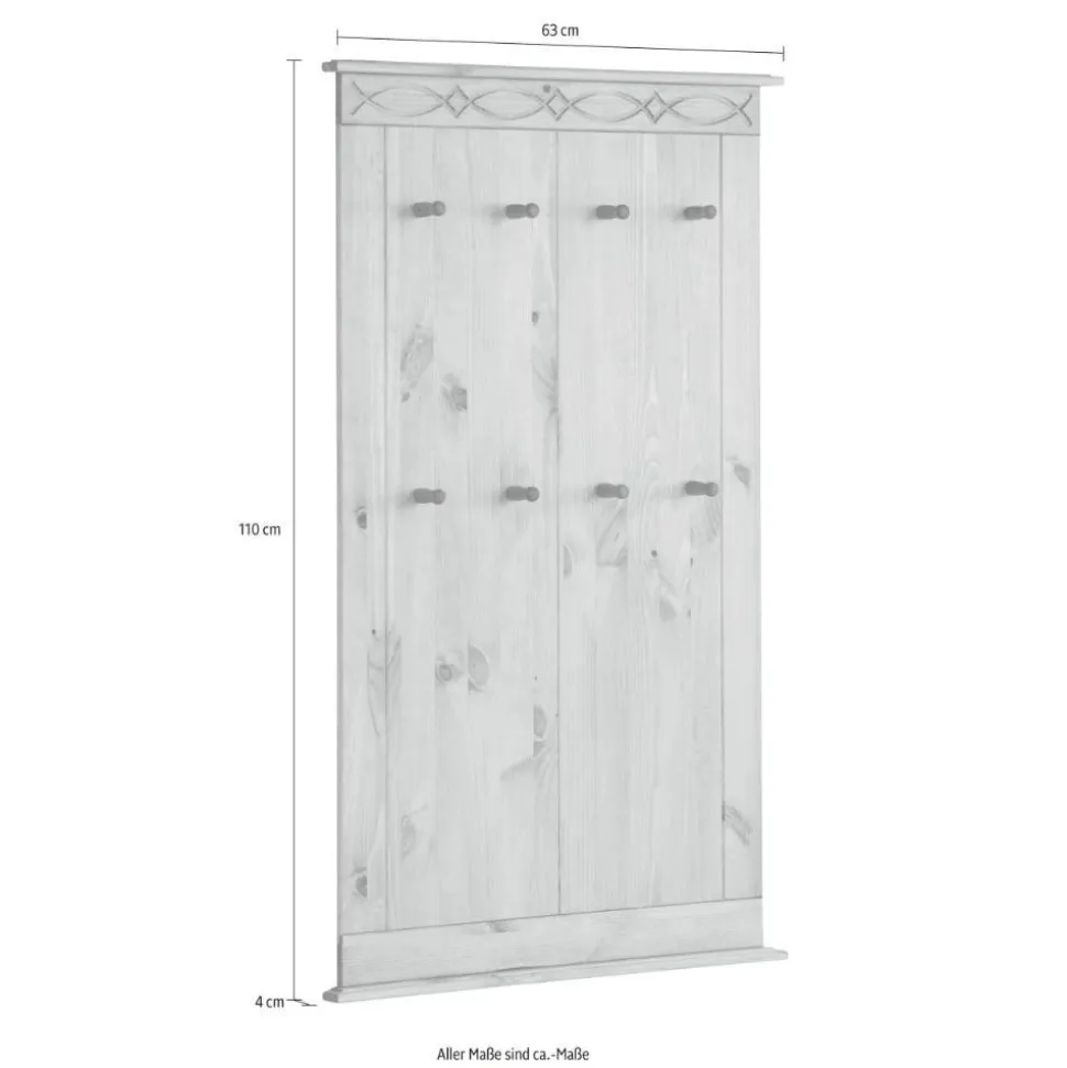 Kiefernholz Wandgarderobe in Weiß - Viorica