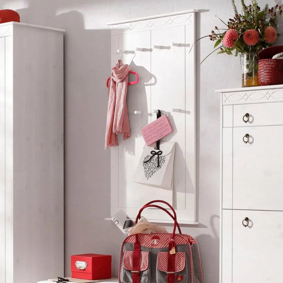 Kiefernholz Wandgarderobe in Weiß - Viorica