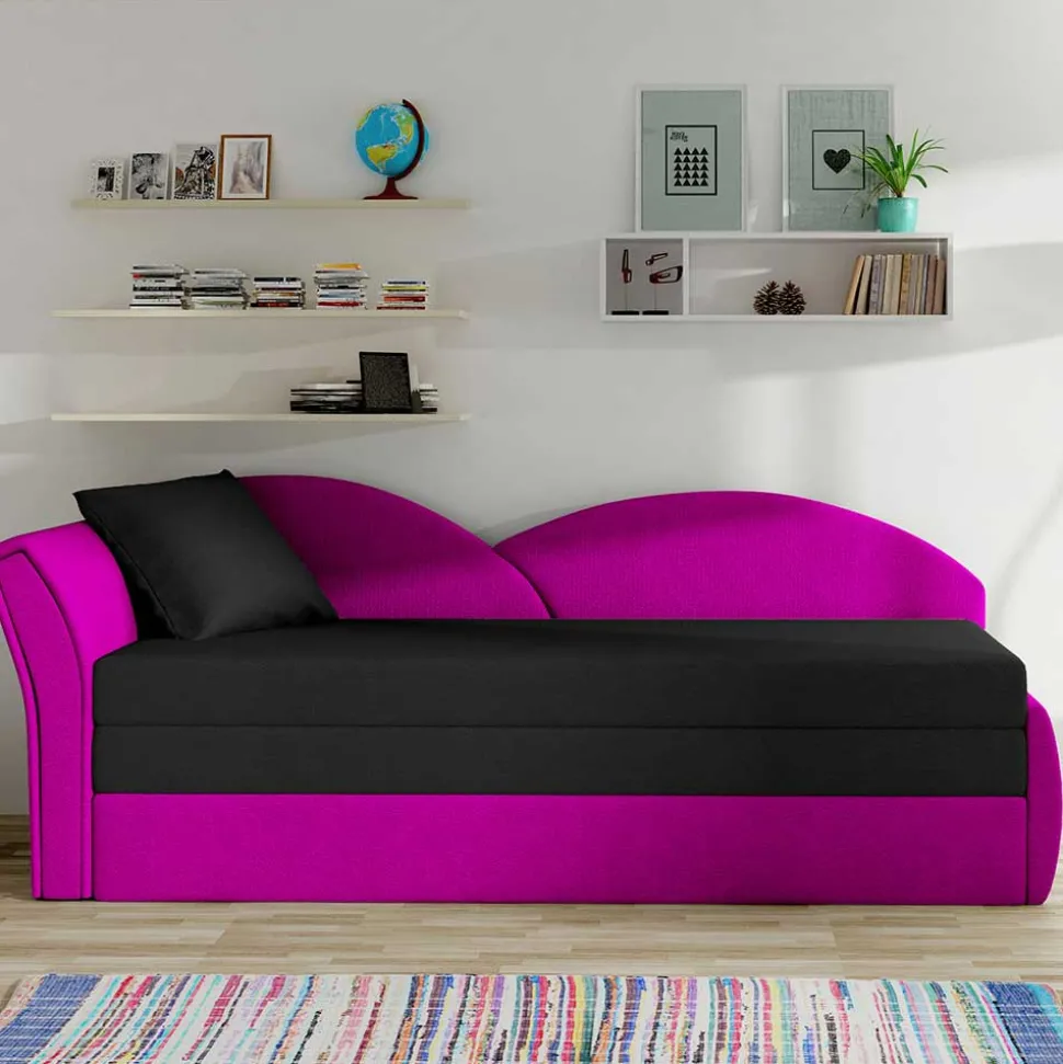 Klappbare Recamiere in Magenta und Schwarz - Karneola