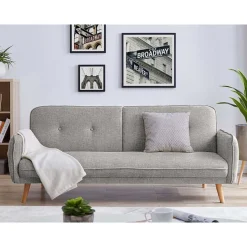 Klappcouch in Hellgrau Strukturstoff - Faye