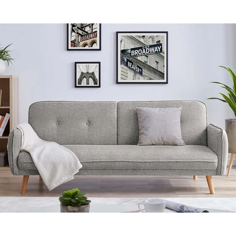 Klappcouch in Hellgrau Strukturstoff - Faye