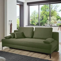 Klappcouch in Oliv Grün mit Federkern - Alcarizora