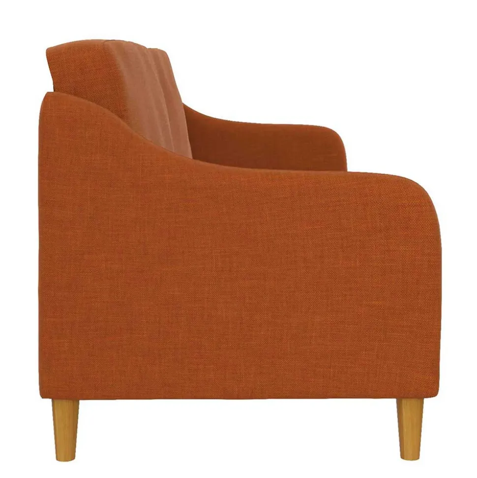 Klappcouch in Orange und Holz Natur - Sipano