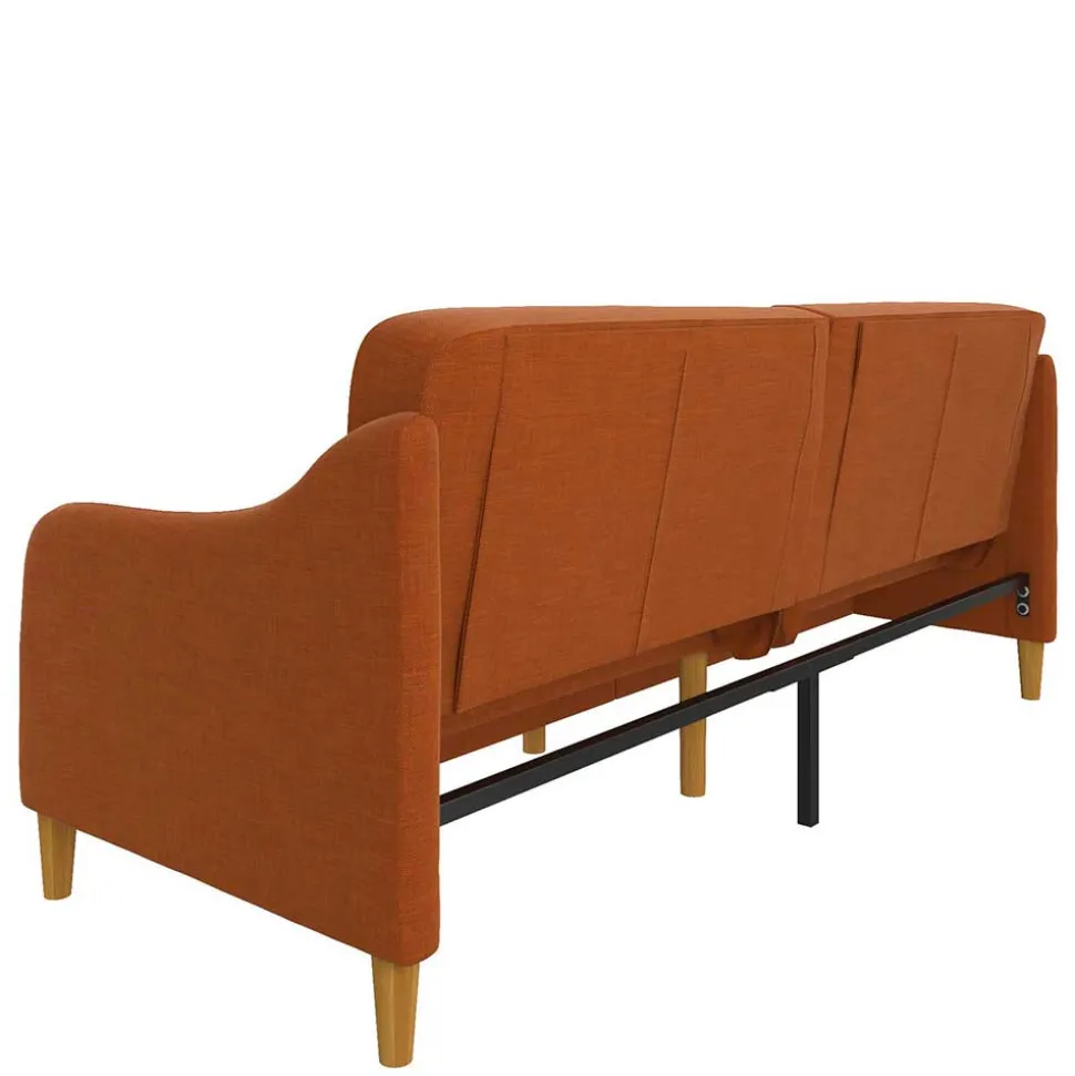 Klappcouch in Orange und Holz Natur - Sipano